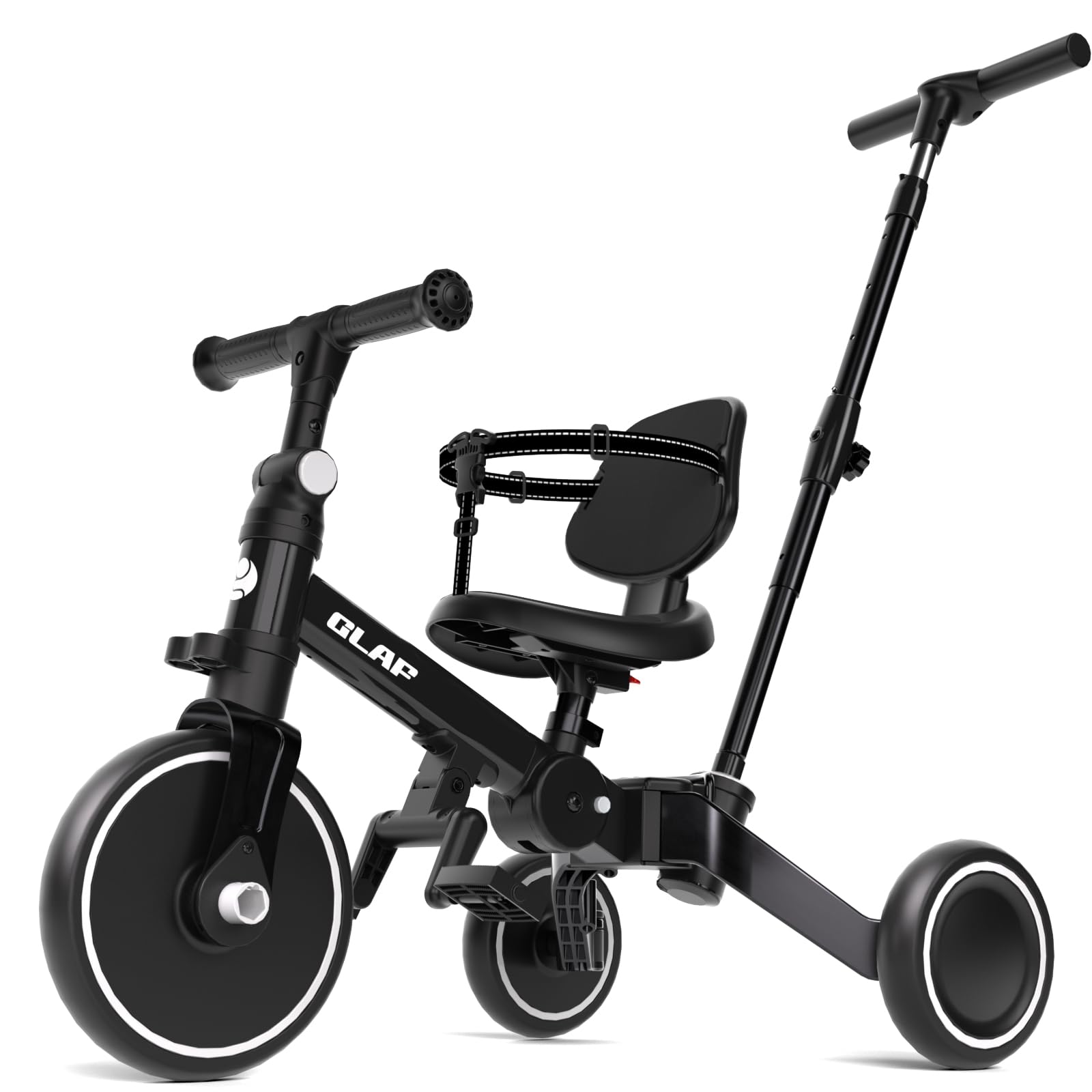 Glaf Tricycle for Toddlers 1-3 Toddler Bike with Push Handle 2-4 Years Baby Bike Toys for 2 Years Boys and Girls Balance Bike with Adjustable Seat Height and Backrest Birthday Gift (White)