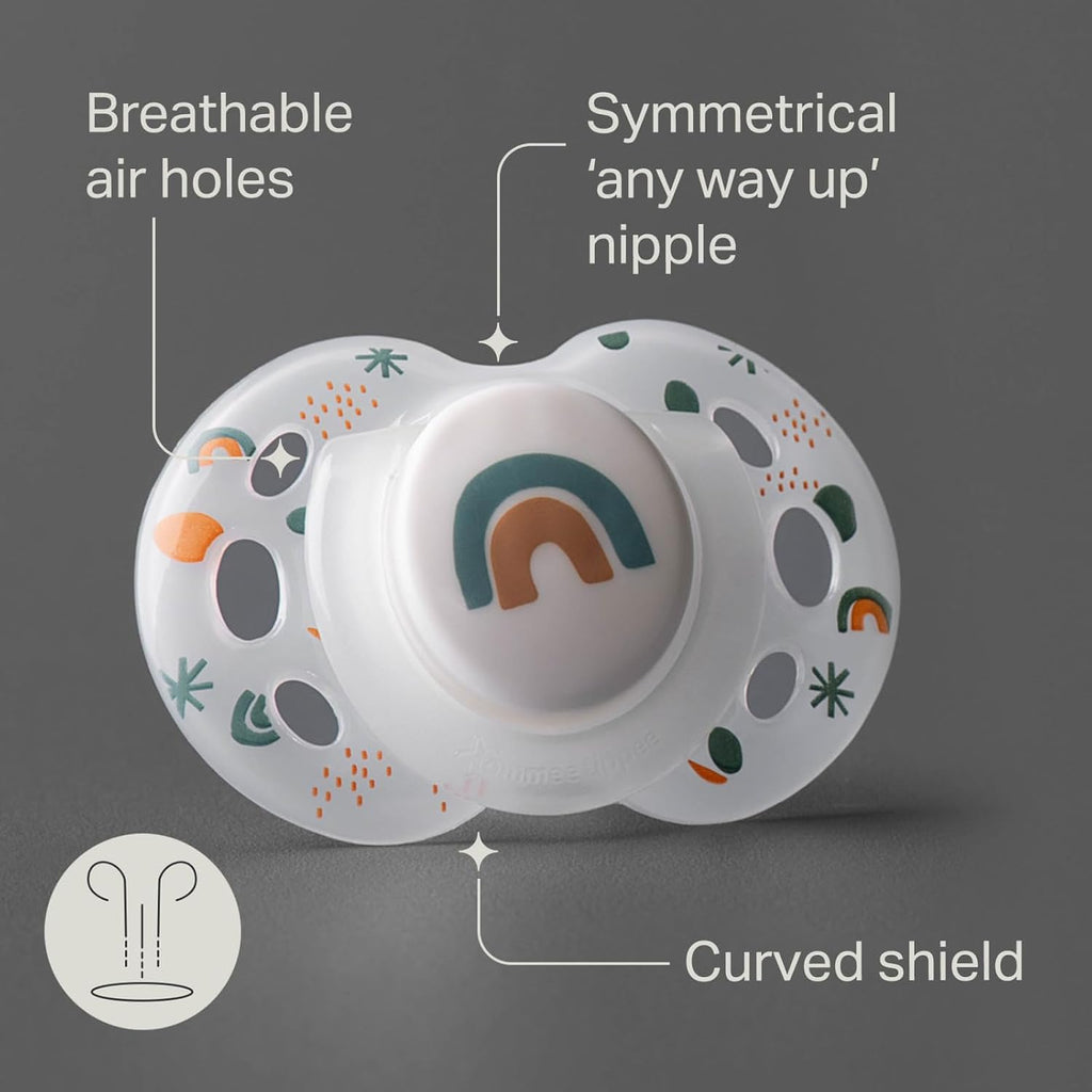 Tommee Tippee NightGlow Pacifiers, 18-36 Months, Glow in the Dark, Symmetrical Nipple, 100% BPA Free Silicone, Dishwasher and Sterilizer Safe, Twilight Tones, Pack of 4