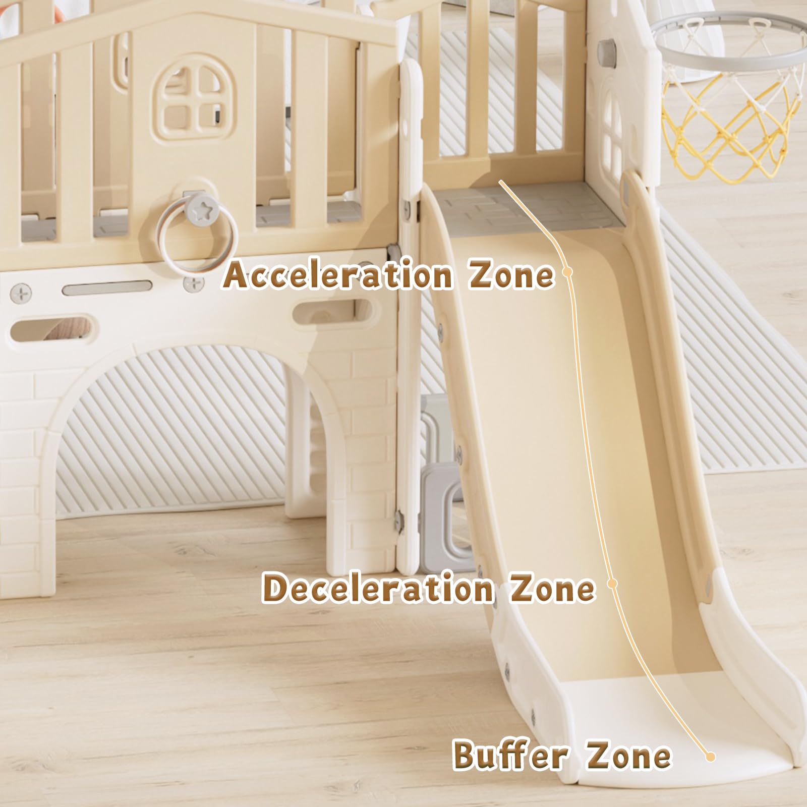 8 in 1 Toddler Slide Set, Kids Slide for Toddlers Age 1-3, Toddler Climber Slide PlaySet with Basketball Hoop and Ball, Outdoor Indoor Kids Playground for Toddlers 1-3, Blue Grey