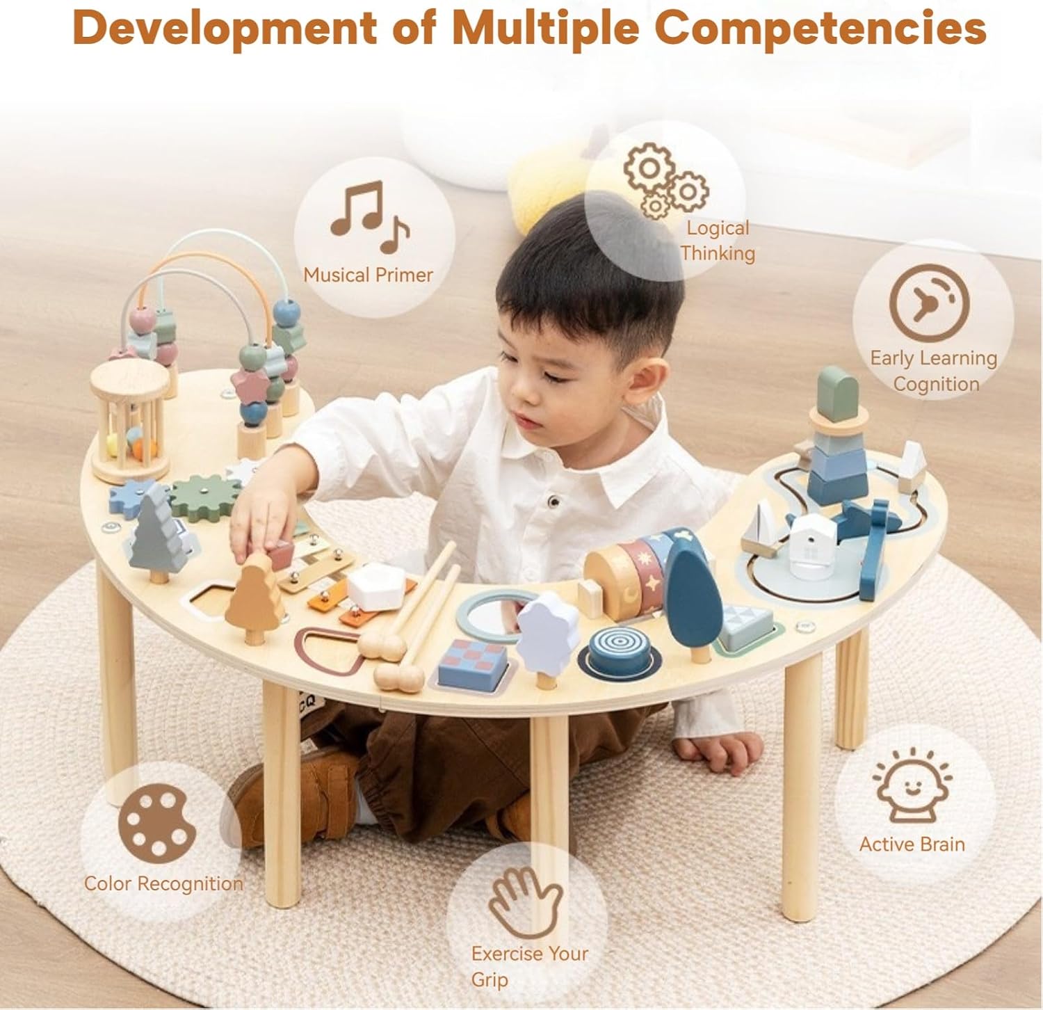 Montessori Activity Table for 1-3 Year Old | Large Size Busy Board & Sensory Toys | Learning Activity Table for Baby for 1 Year Old Boy or Girl