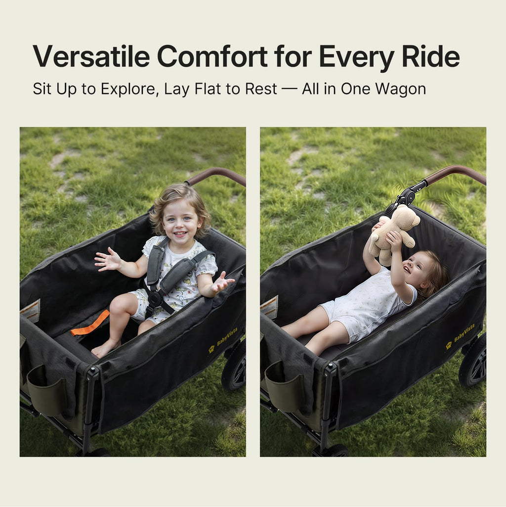 Stroller Wagon for Kids, One-Hand Adjustable Push/Pull Handle | Spacious Storage, 8"/12" All-Terrain Wheels, Canopy with Bug Net, Wagon Stroller for Daily Walks, Short Trips & Grocery Runs