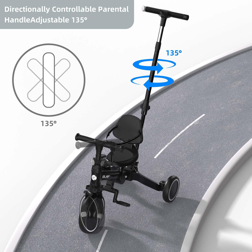 Glaf Tricycle for Toddlers 1-3 Toddler Bike with Push Handle 2-4 Years Baby Bike Toys for 2 Years Boys and Girls Balance Bike with Adjustable Seat Height and Backrest Birthday Gift (White)