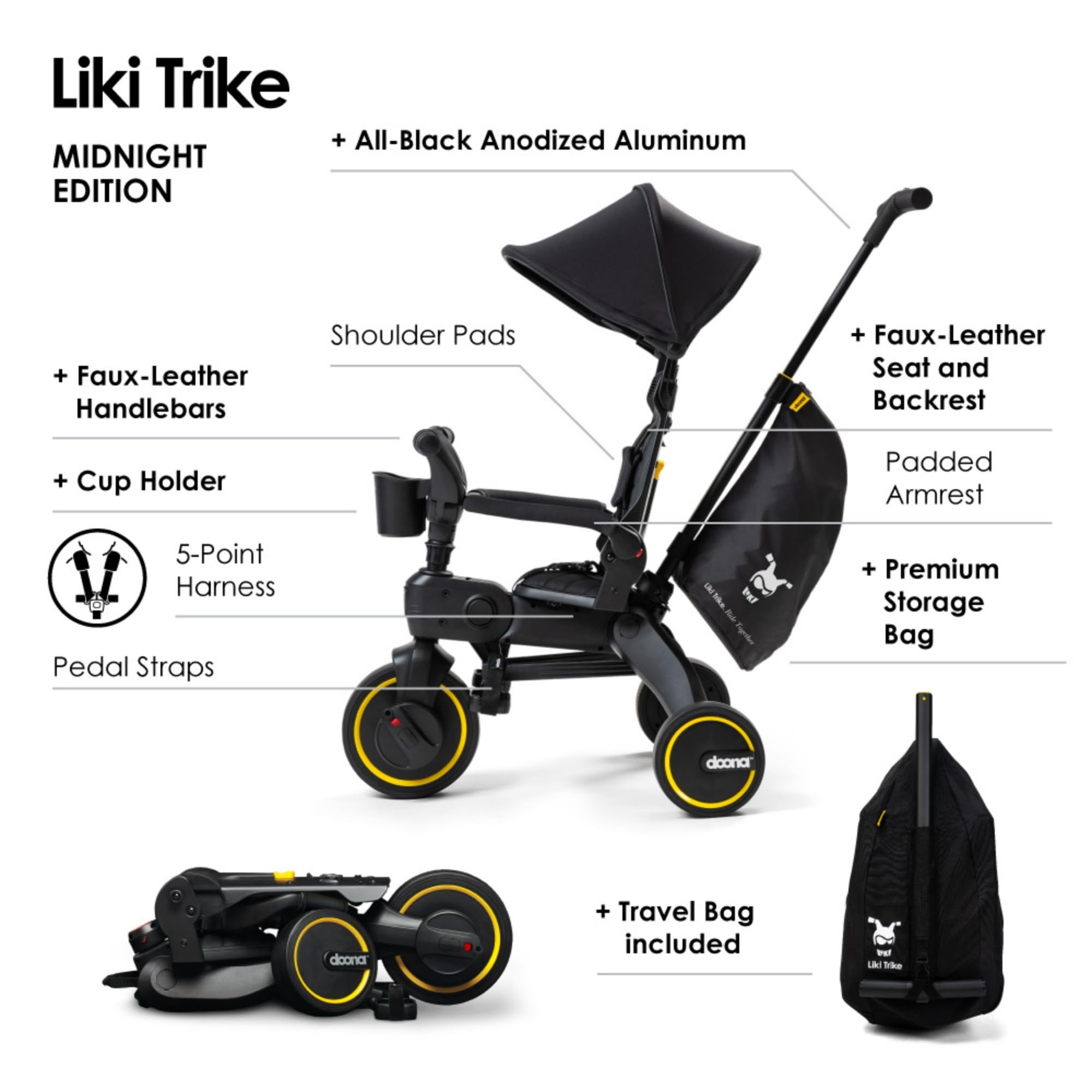 Doona Liki Trike S3, Desert Green - 5-in-1 Compact, Foldable Tricycle - Suitable for Toddlers 10 to 36 Months