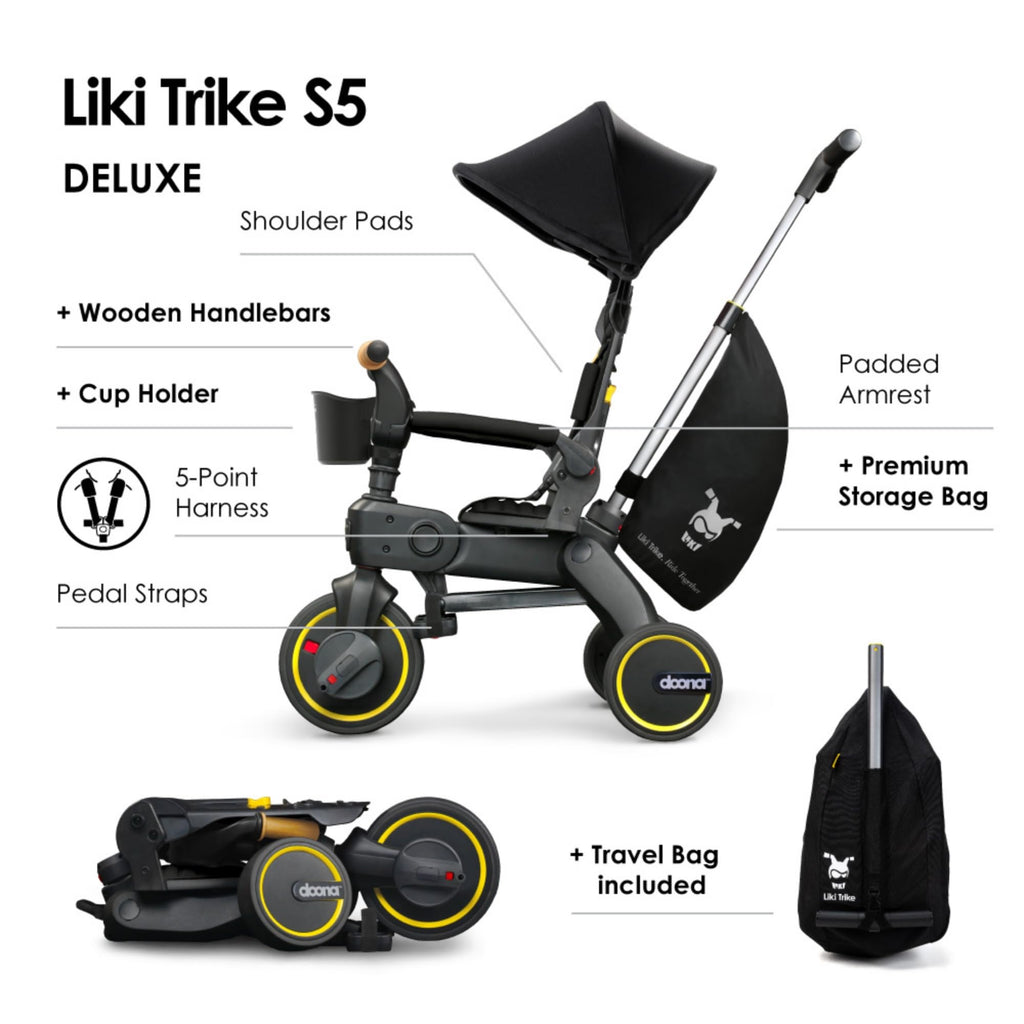 Doona Liki Trike S3, Desert Green - 5-in-1 Compact, Foldable Tricycle - Suitable for Toddlers 10 to 36 Months