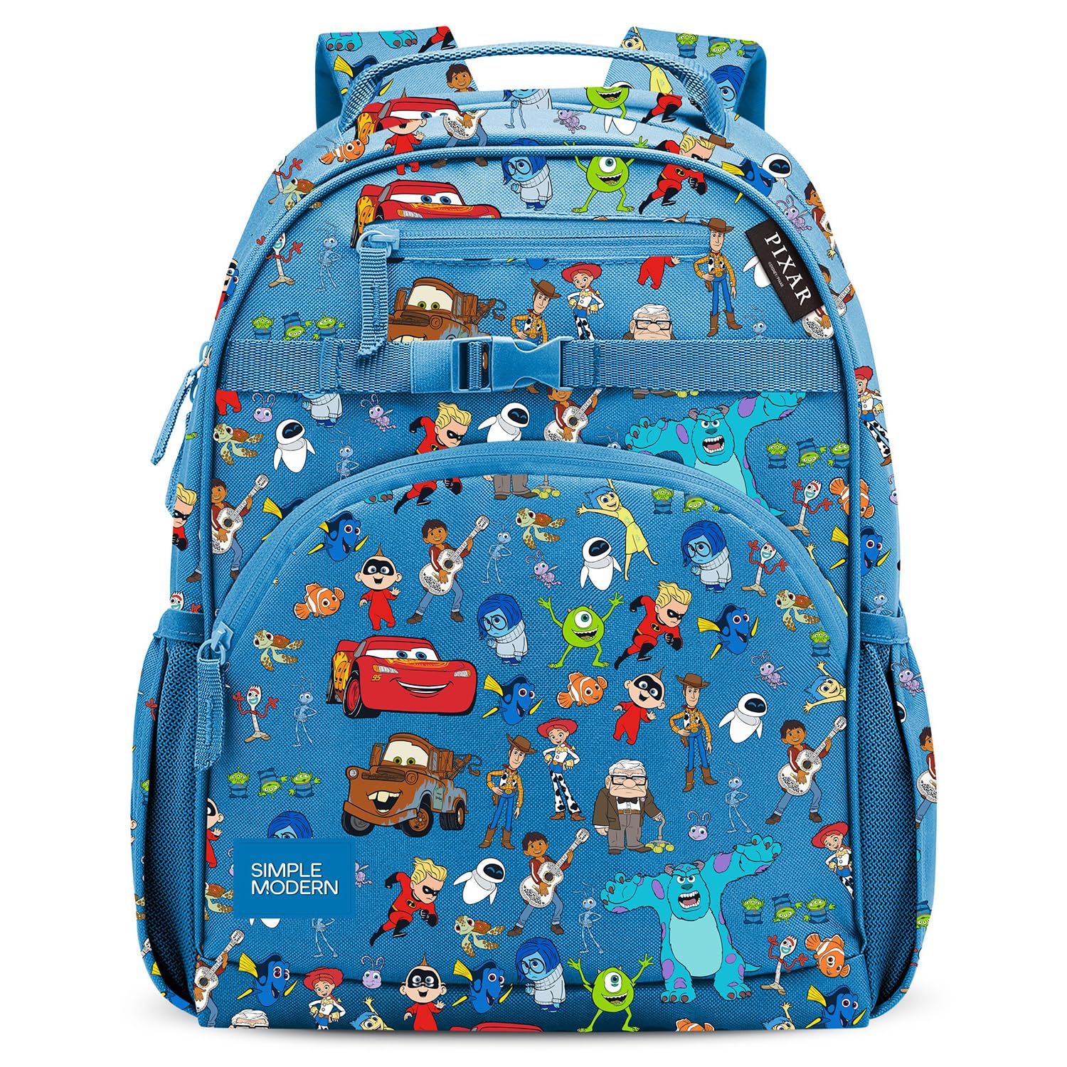 Simple Modern Medium Disney Pixar Toddler Backpack for School Girls and Boys | Kindergarten Elementary Kids Backpack | Fletcher Collection | Kids - 15" tall | Pixar Mashup on Blue