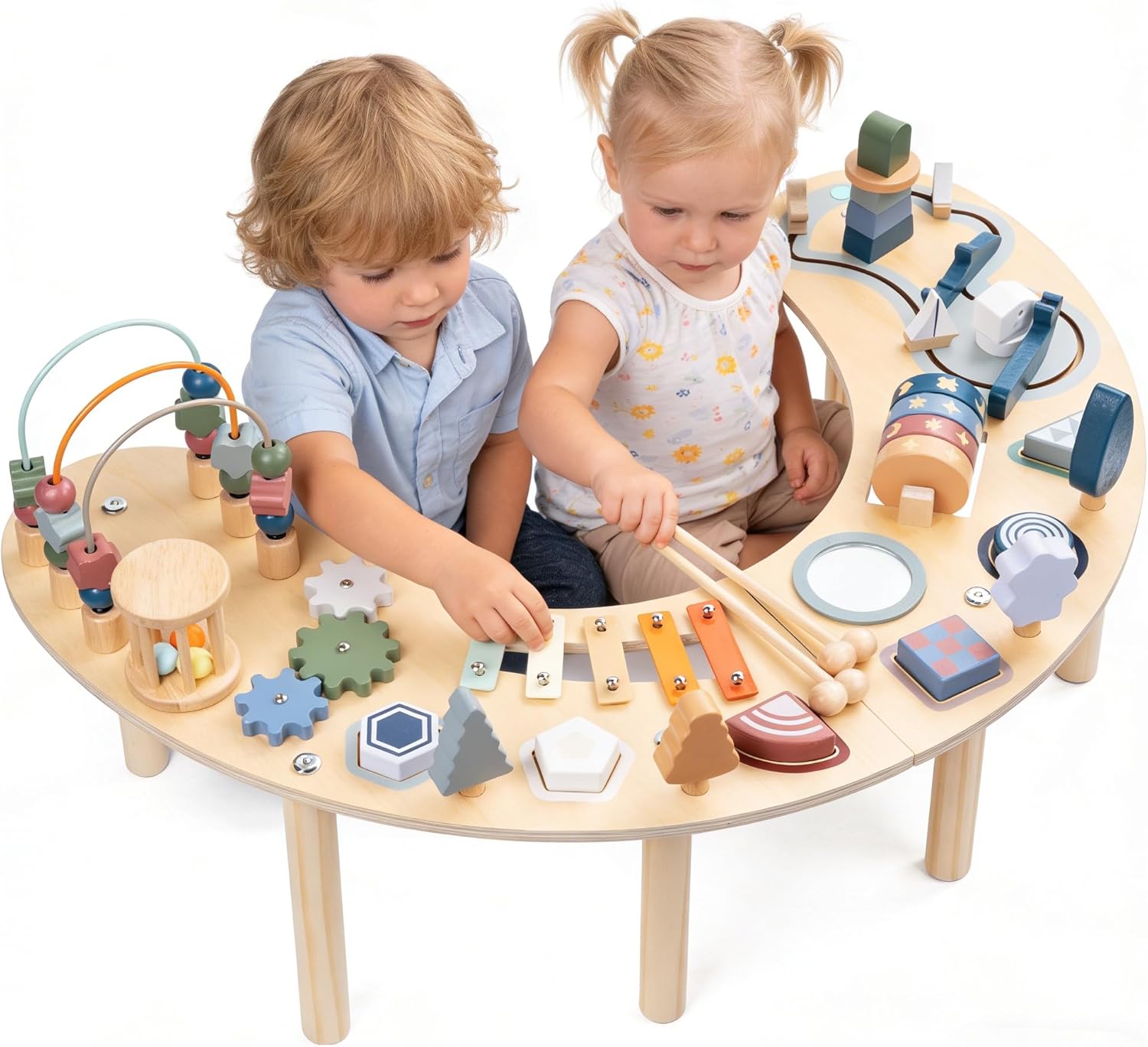 Montessori Activity Table for 1-3 Year Old | Large Size Busy Board & Sensory Toys | Learning Activity Table for Baby for 1 Year Old Boy or Girl