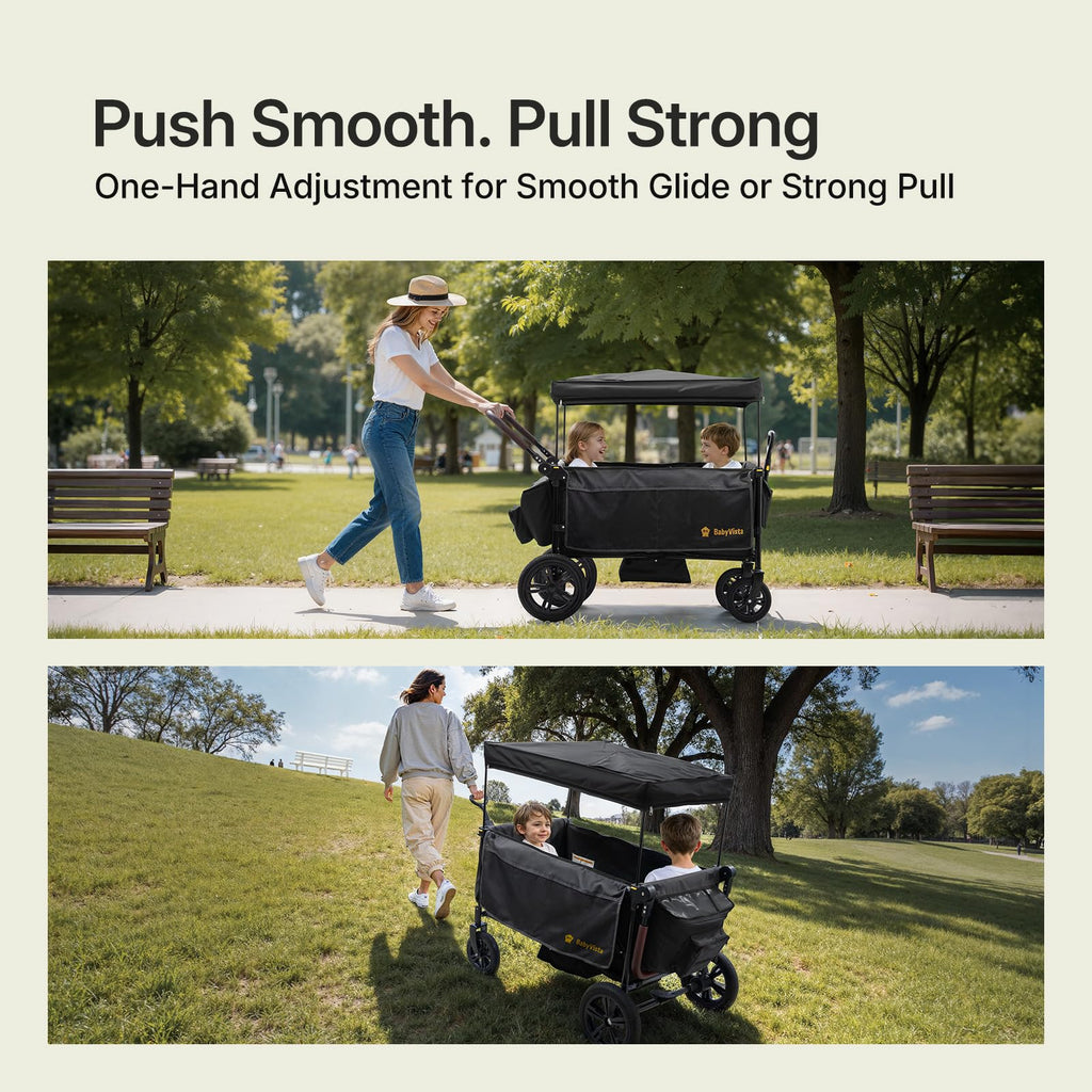 Stroller Wagon for Kids, One-Hand Adjustable Push/Pull Handle | Spacious Storage, 8"/12" All-Terrain Wheels, Canopy with Bug Net, Wagon Stroller for Daily Walks, Short Trips & Grocery Runs