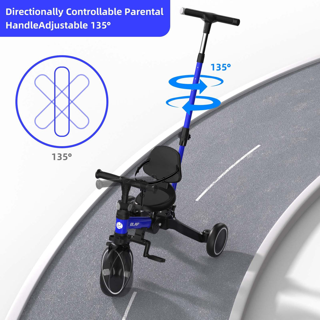 Glaf Tricycle for Toddlers 1-3 Toddler Bike with Push Handle 2-4 Years Baby Bike Toys for 2 Years Boys and Girls Balance Bike with Adjustable Seat Height and Backrest Birthday Gift (White)